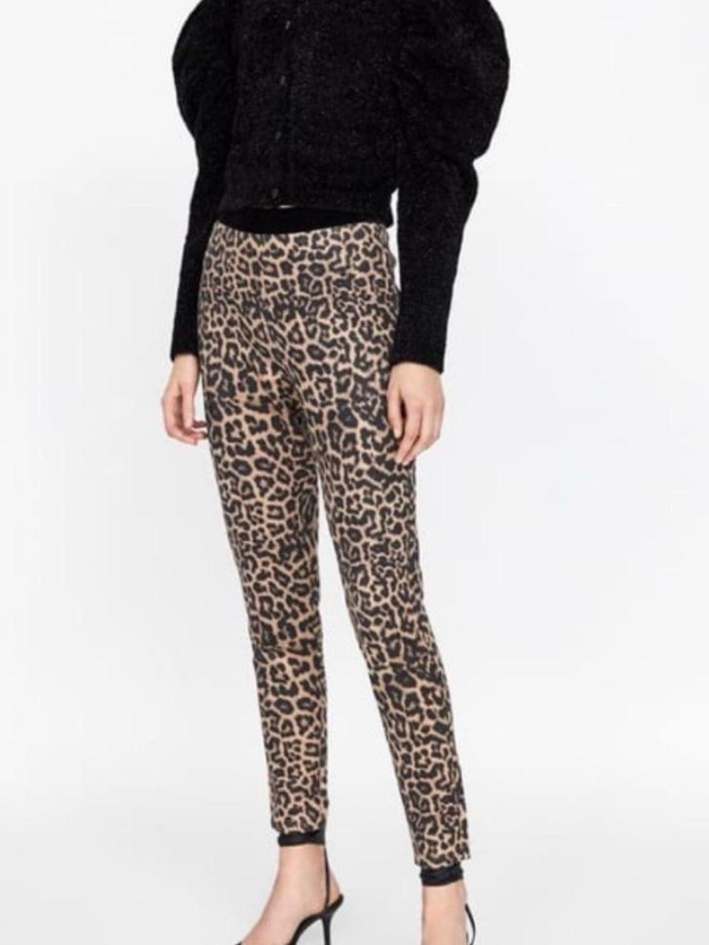 Zara Leopard-Print Ponte Leggings - Brown & Black